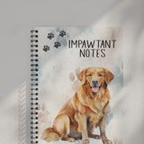 Impawtant Notes Golden Retriever A5 Spiral Notebook