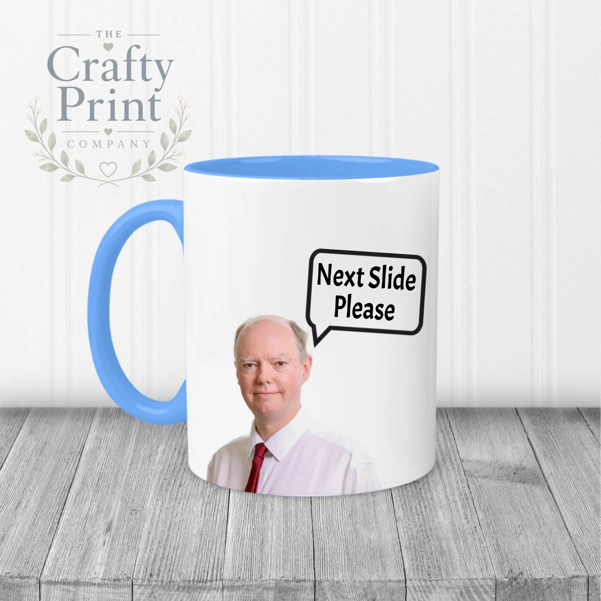 Professor Chris Witty Next Slide Please Mug - Blue Handle &