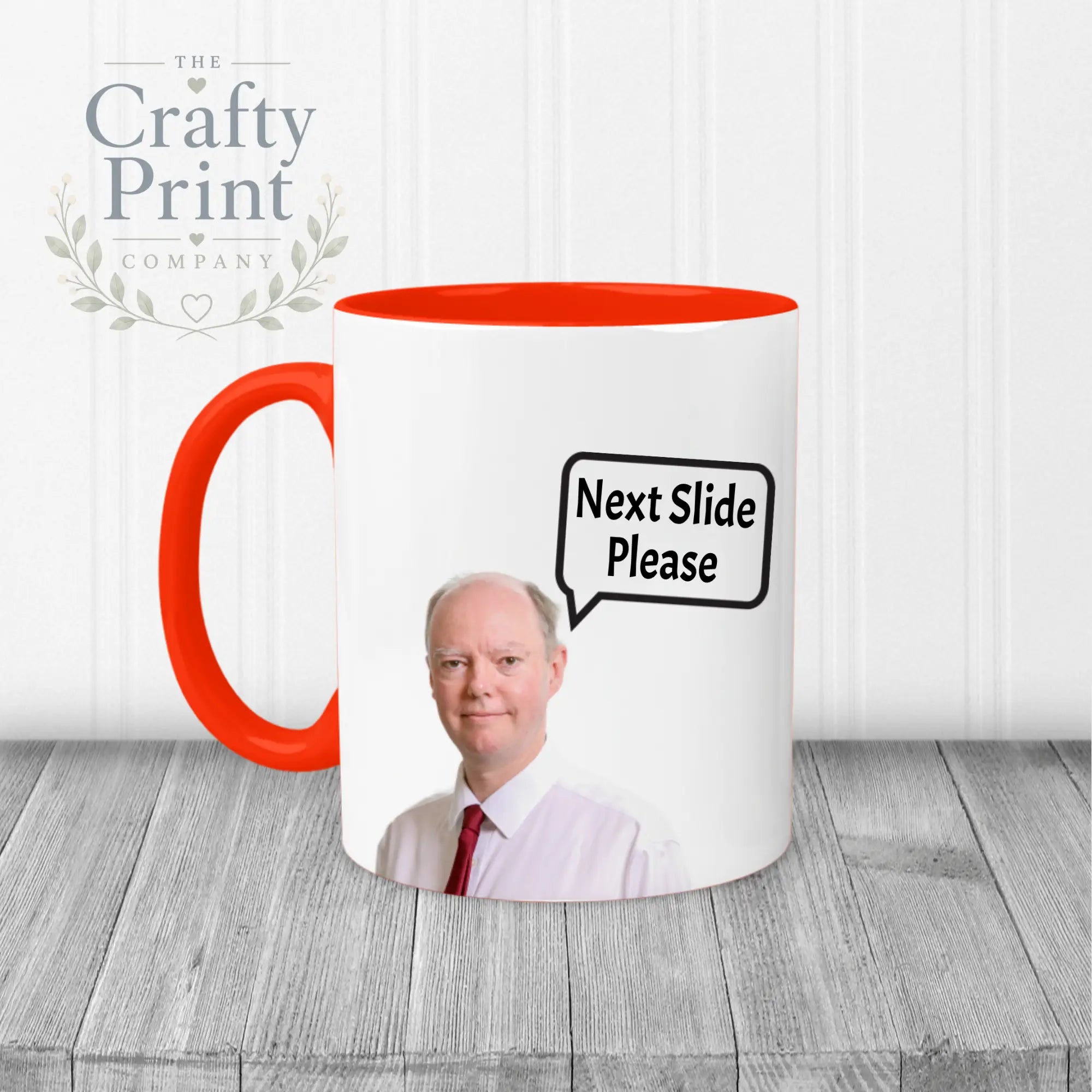 Professor Chris Witty Next Slide Please Mug - Red Handle &