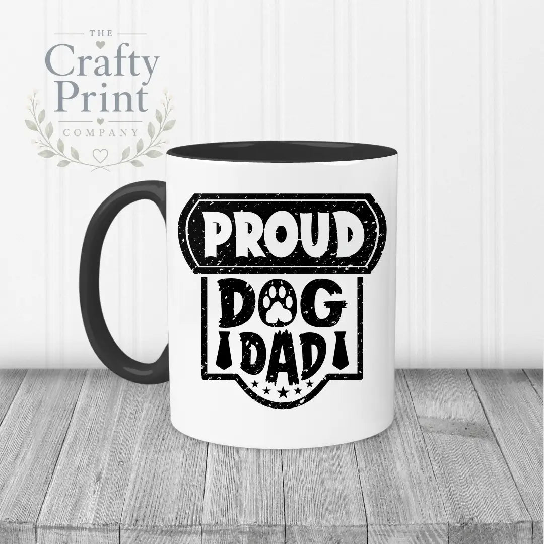 Proud Dog Dad Mug - Black Handle & Inner - Mugs