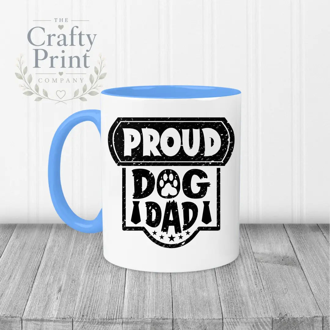Proud Dog Dad Mug - Blue Handle & Inner - Mugs