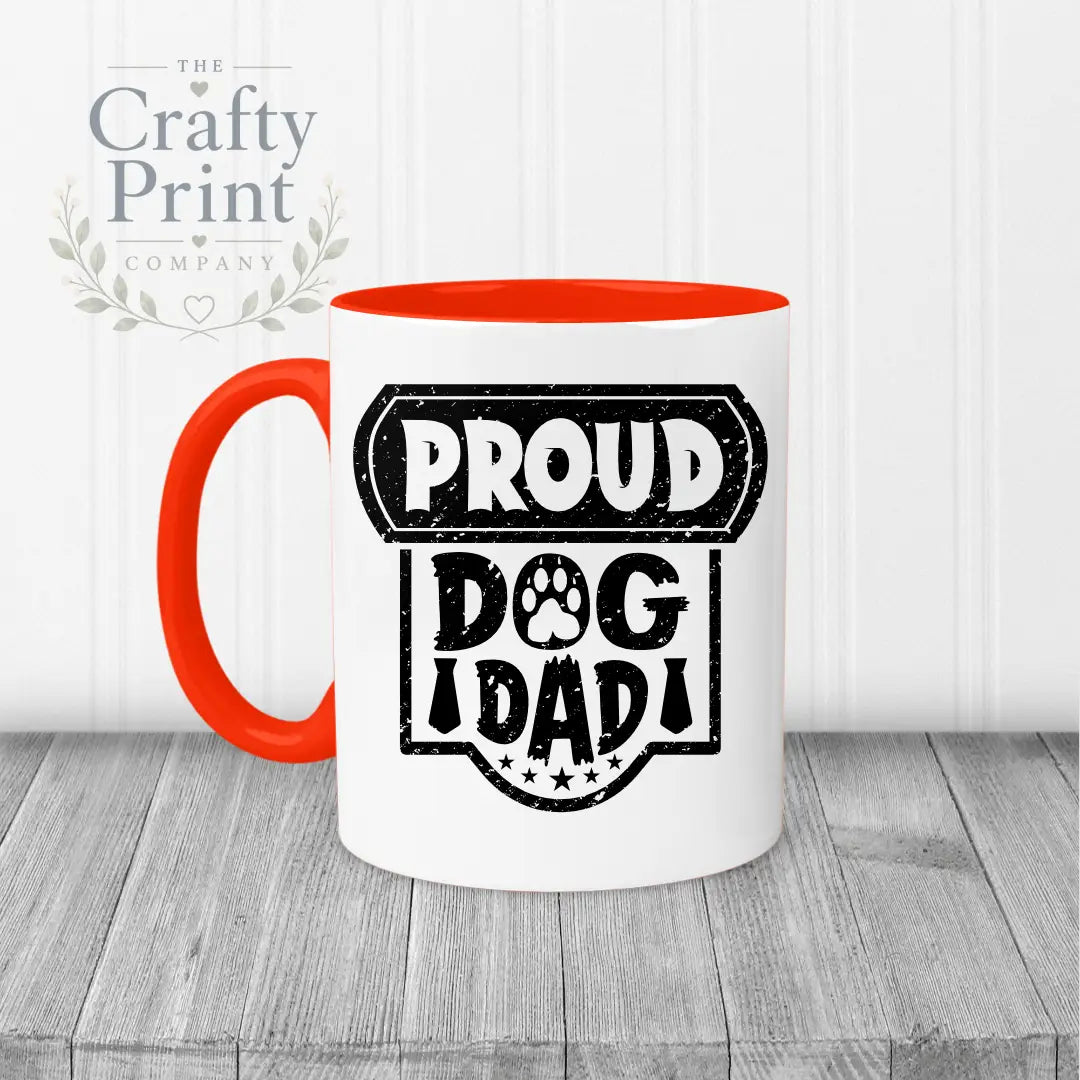 Proud Dog Dad Mug - Red Handle & Inner - Mugs