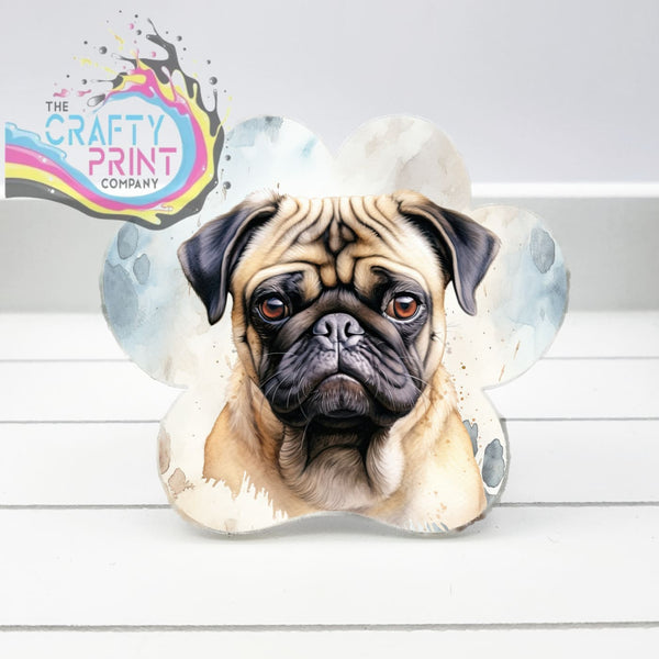 Pug Acrylic Paw Print Car Vent Clip on Air Freshener