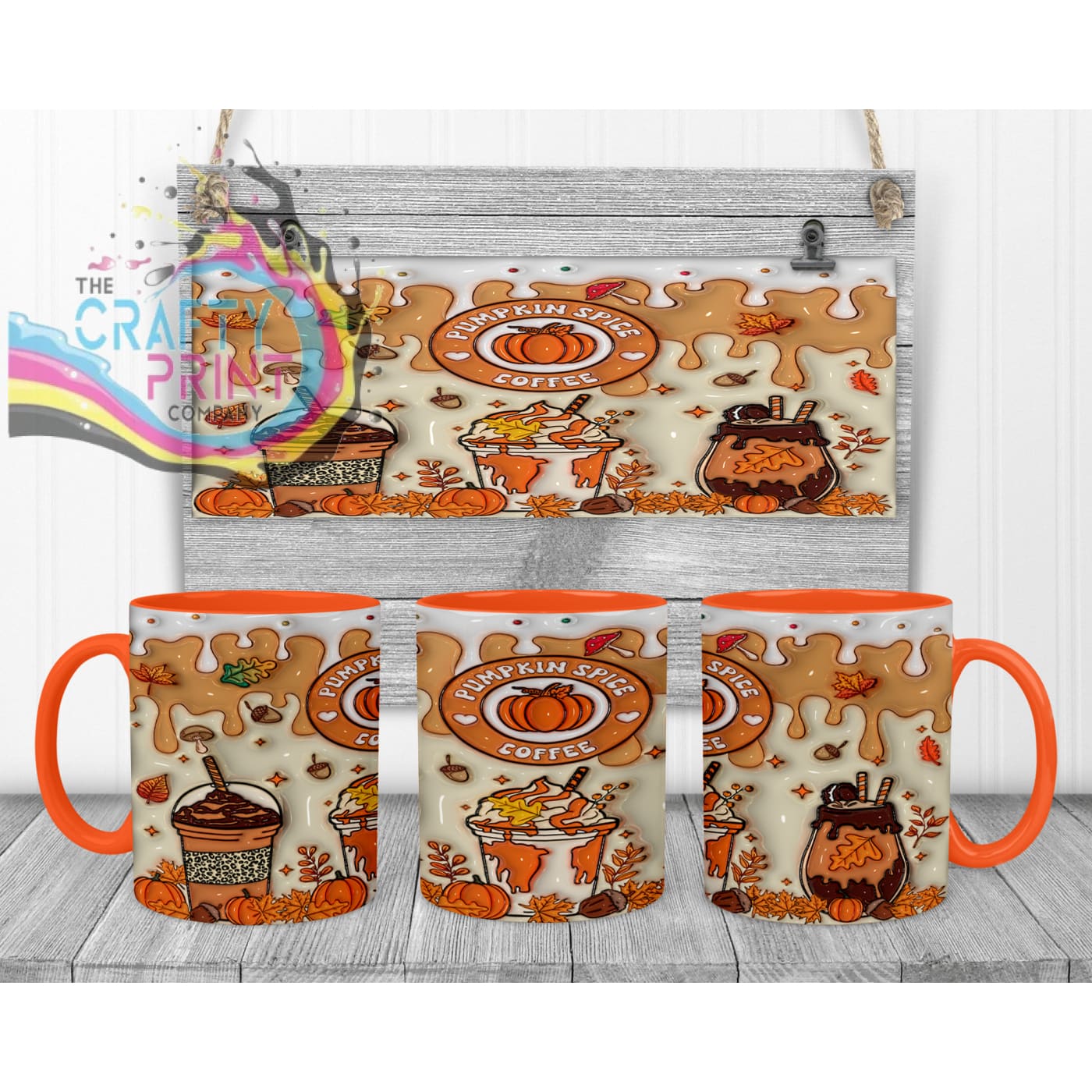 Pumpkin Spice Coffee Mug - 11oz Ceramic / Orange Handle &