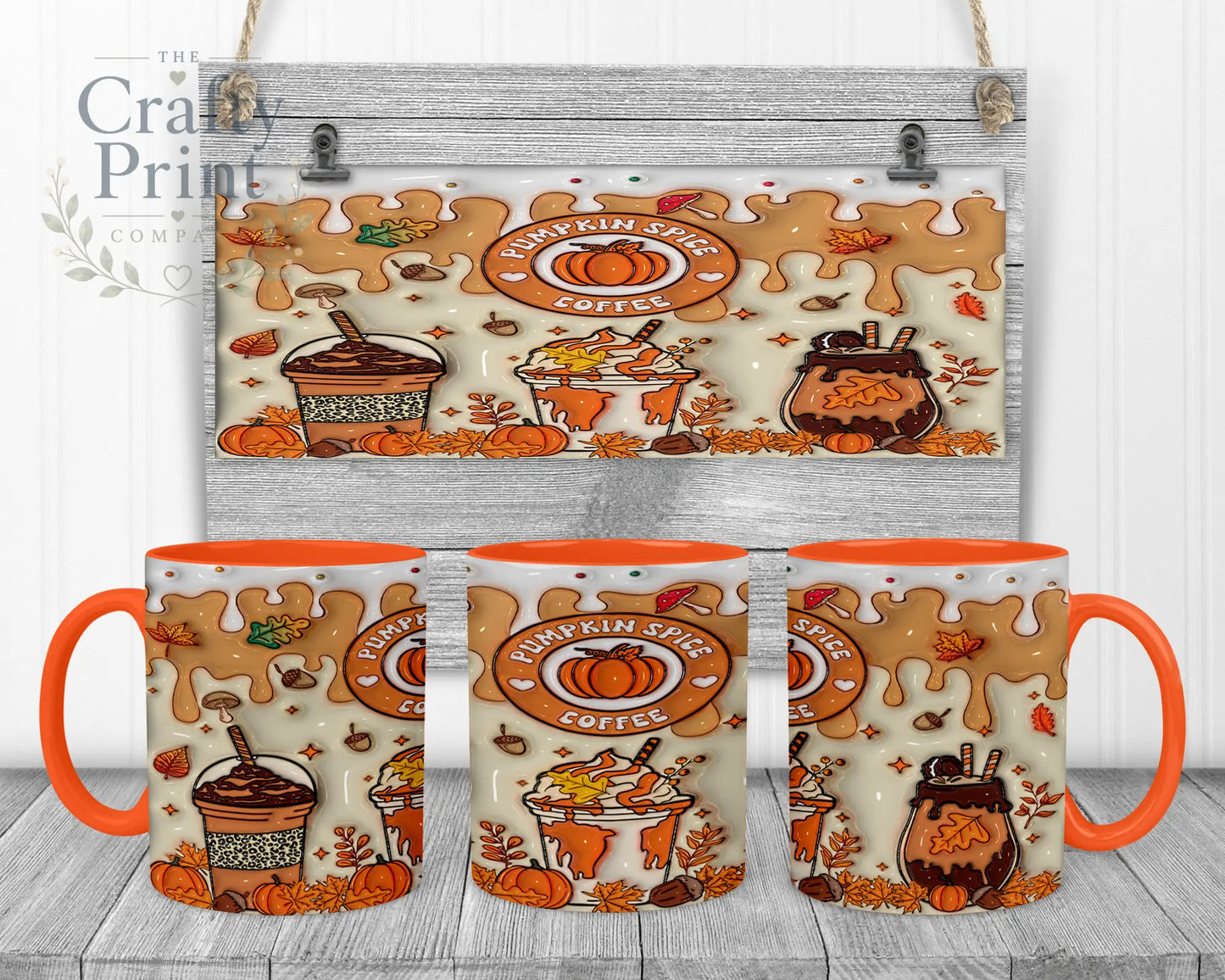 Pumpkin Spice Coffee Mug - 11oz Ceramic / Orange Handle &
