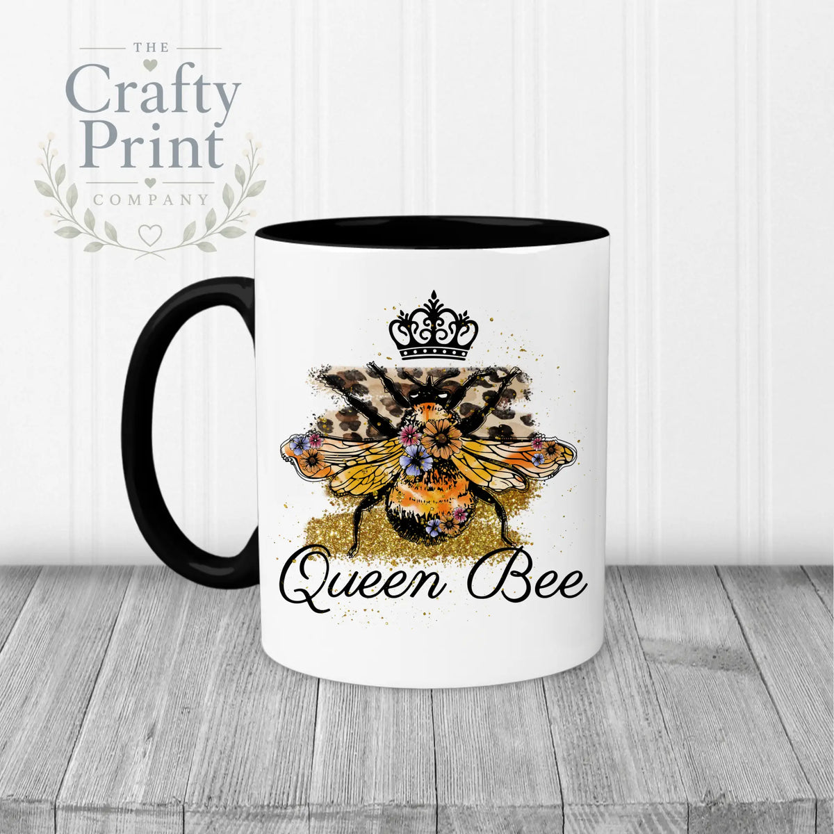 Queen Bee Mug - Black Handle & Inner - Mugs
