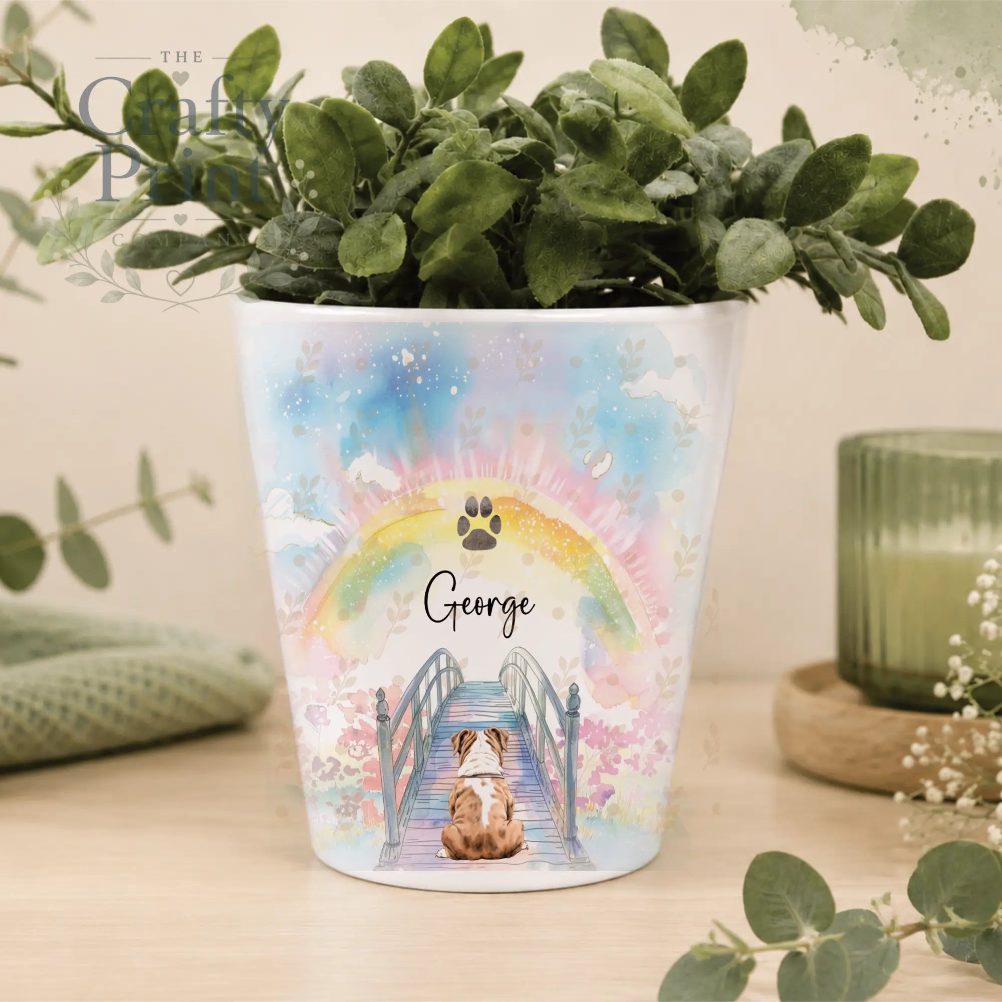 Rainbow Bridge Dog / Cat Memorial Plant Pot