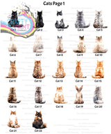 A rainbow bridge dog and cat memorial plant pot featuring 22 illustrated cats with unique fur patterns and colors