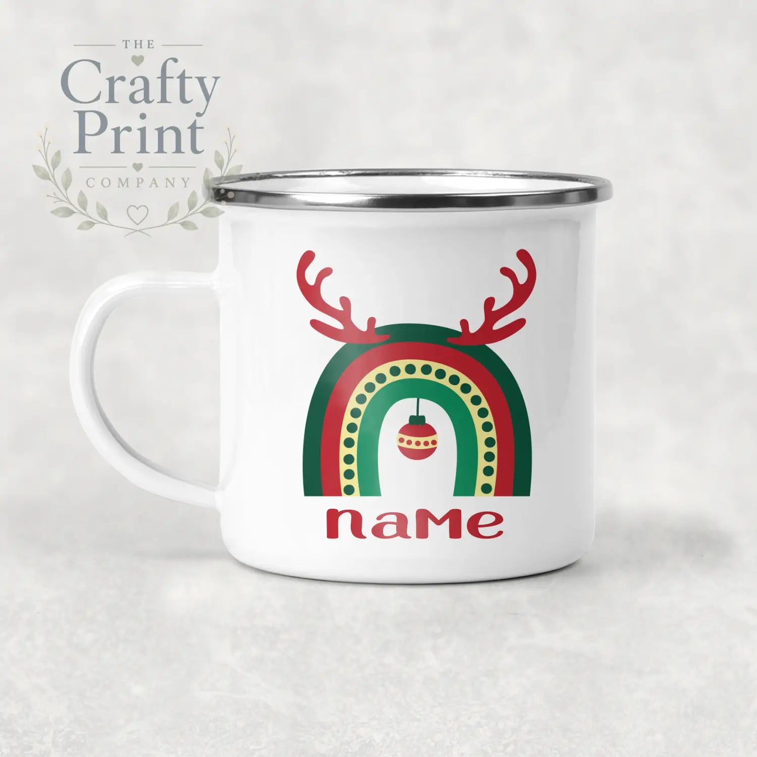 Rainbow Christmas Personalised Mug Various Designs - Enamel