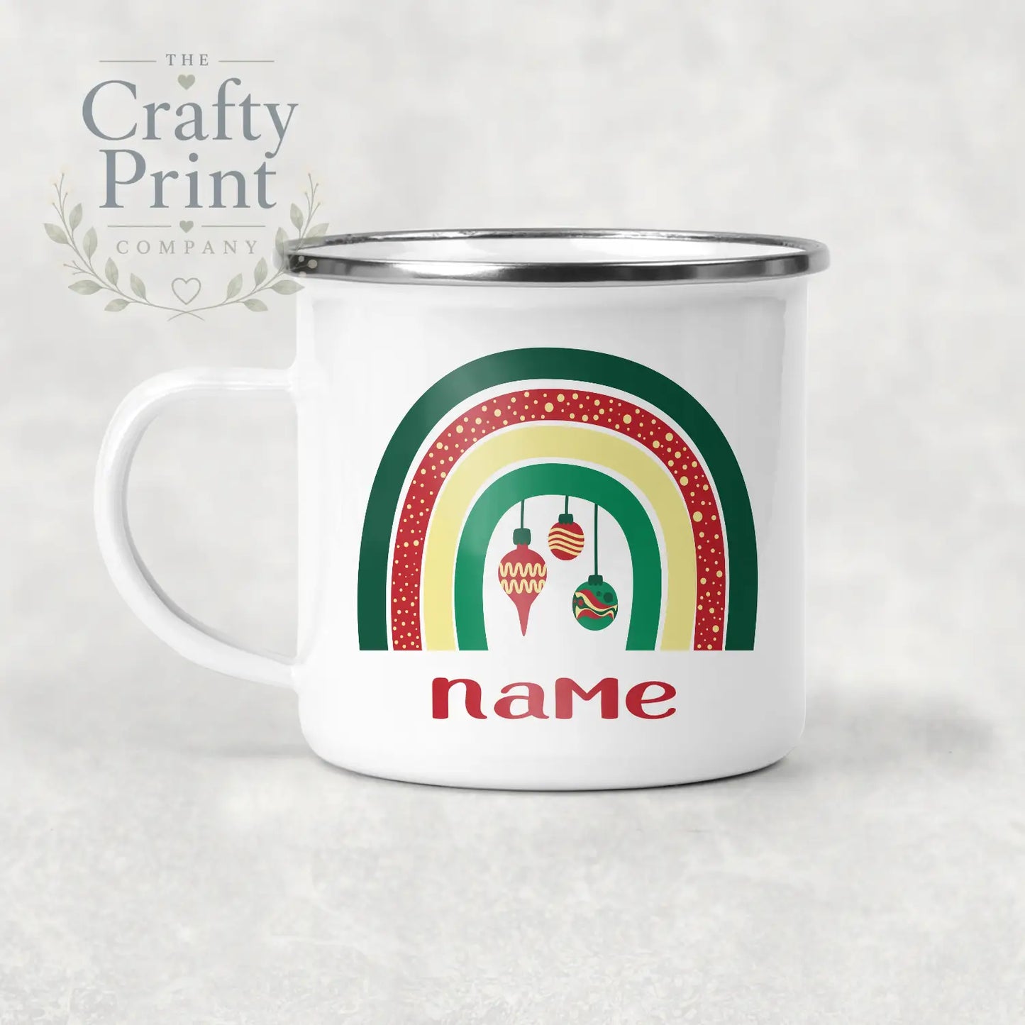 Rainbow Christmas Personalised Mug Various Designs - Enamel