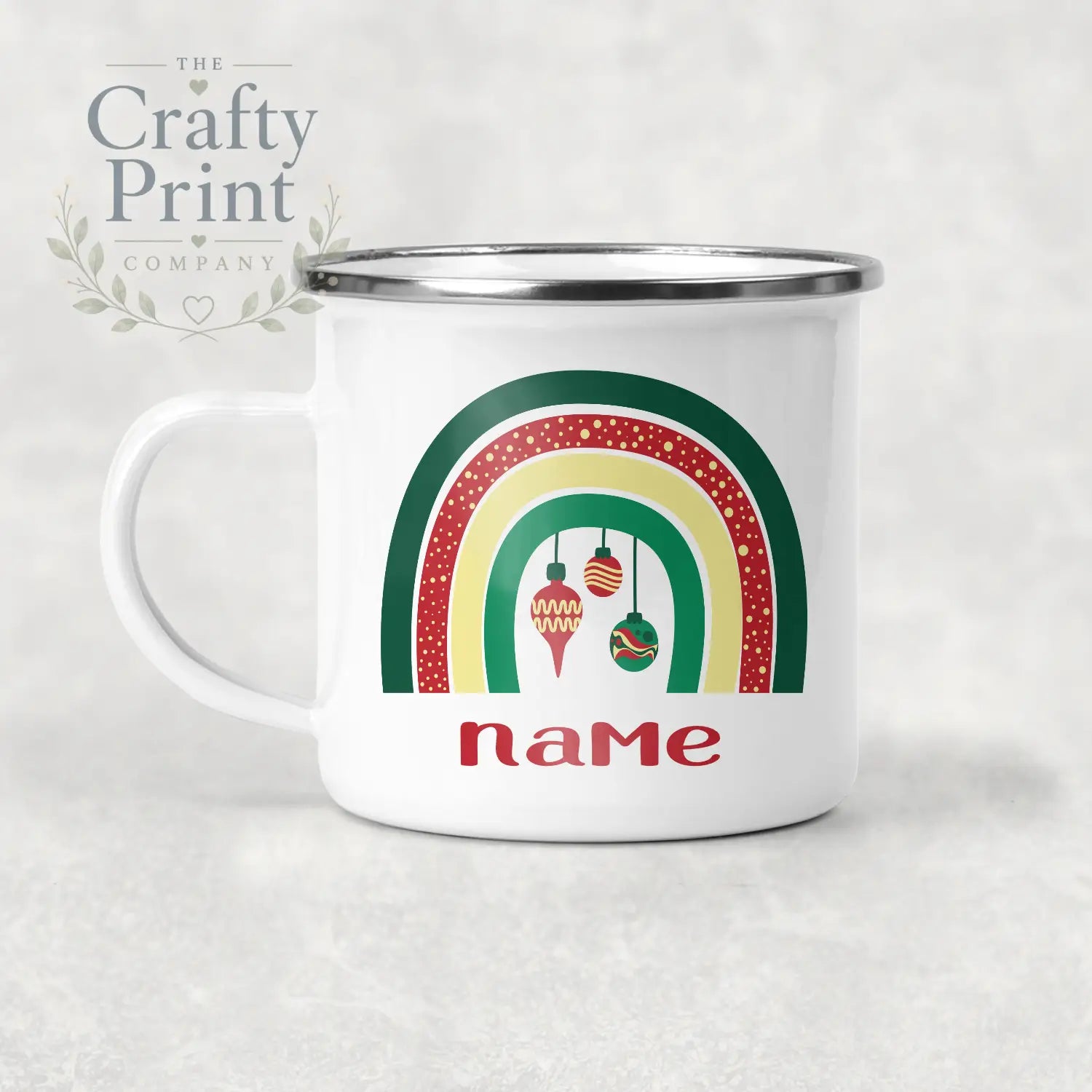 Rainbow Christmas Personalised Mug Various Designs - Enamel
