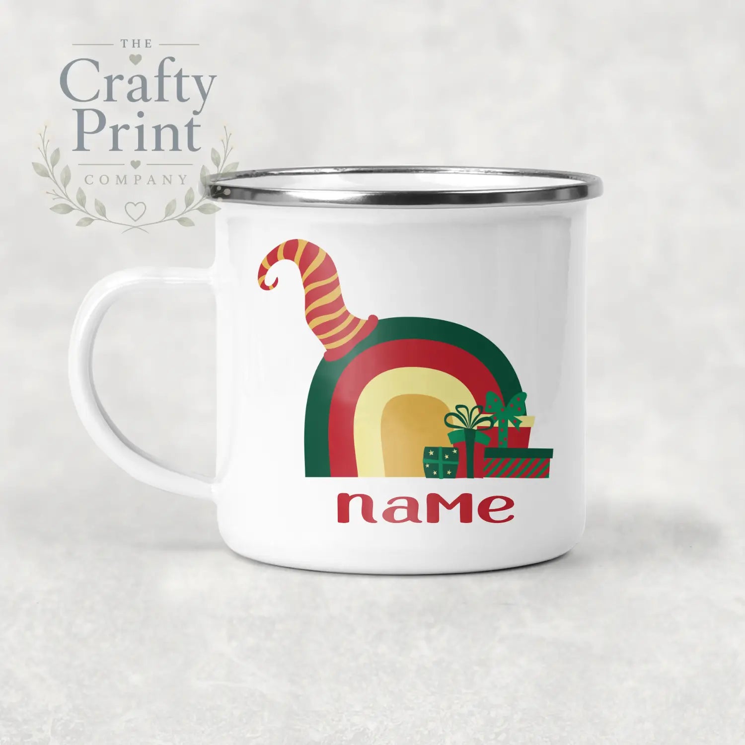Rainbow Christmas Personalised Mug Various Designs - Enamel