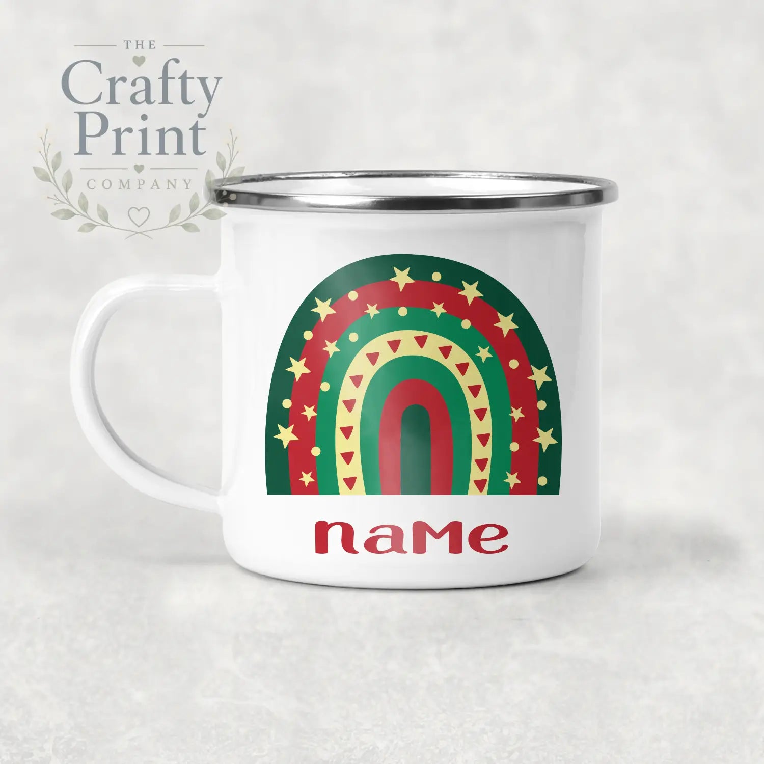 Rainbow Christmas Personalised Mug Various Designs - Enamel