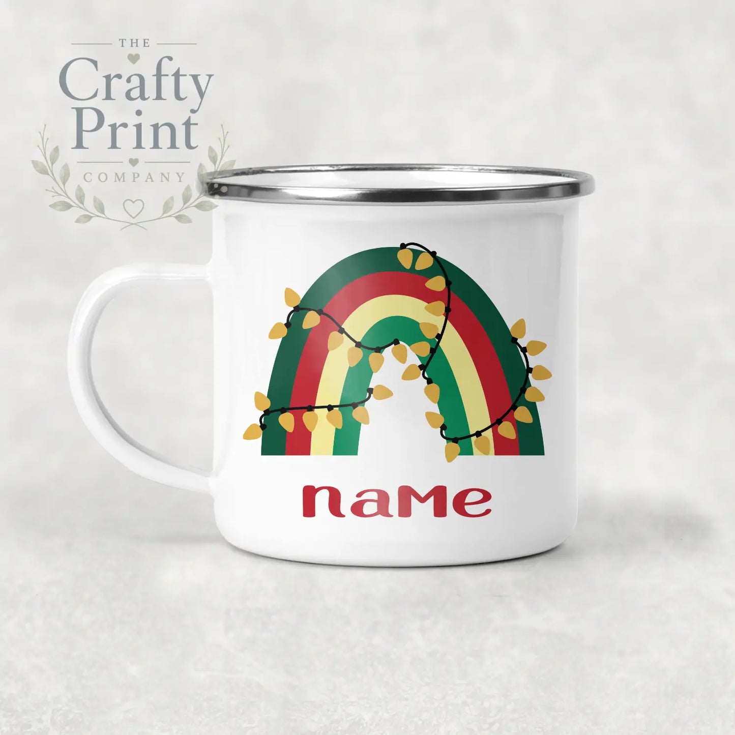 Rainbow Christmas Personalised Mug Various Designs - Enamel