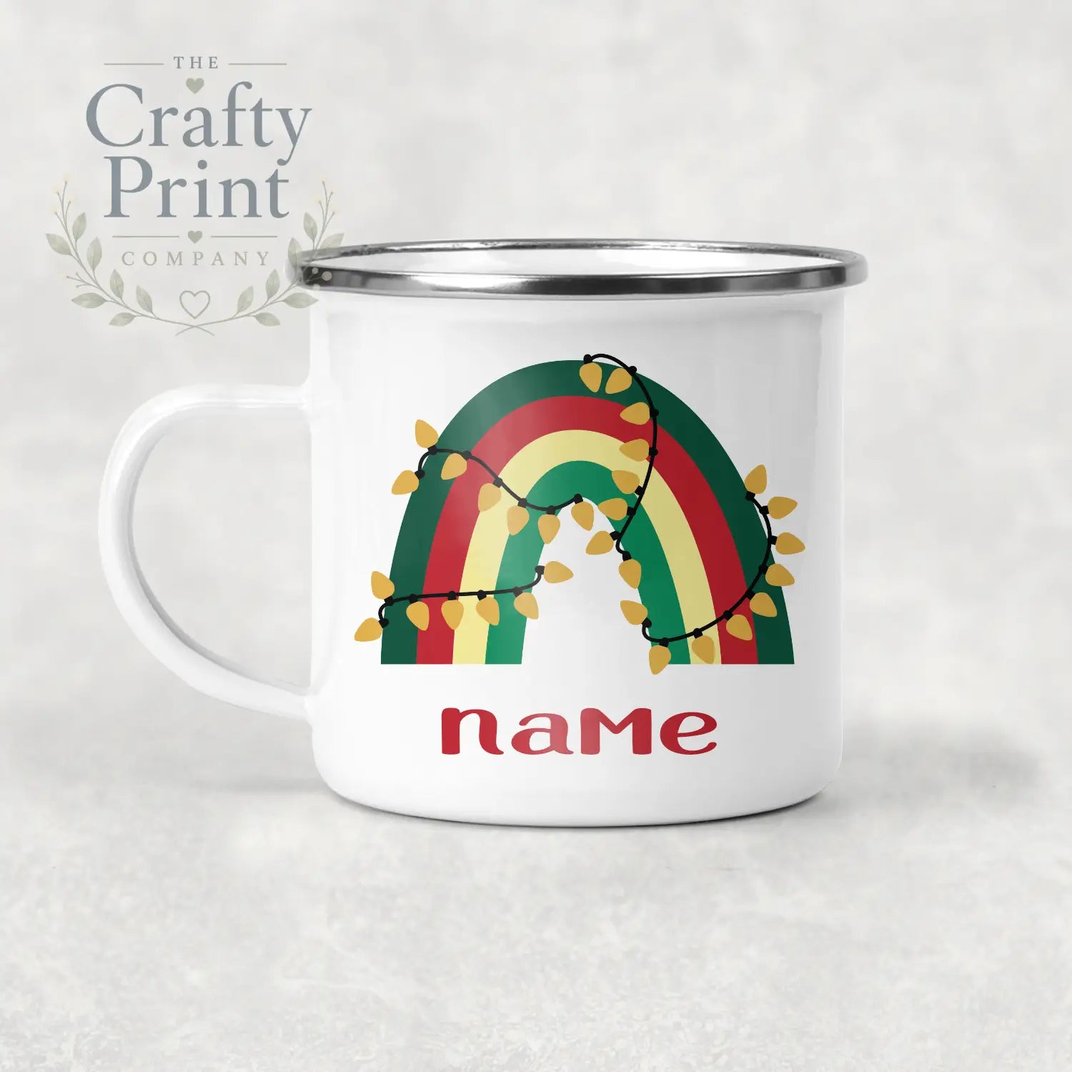 Rainbow Christmas Personalised Mug Various Designs - Enamel
