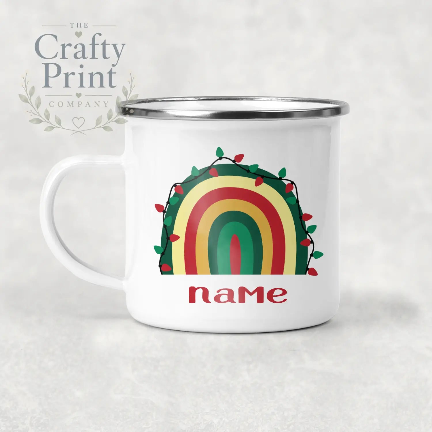Rainbow Christmas Personalised Mug Various Designs - Enamel
