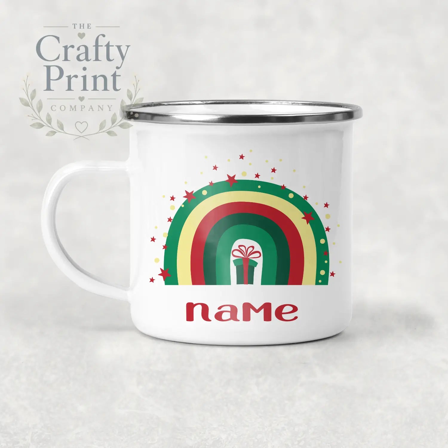 Rainbow Christmas Personalised Mug Various Designs - Enamel