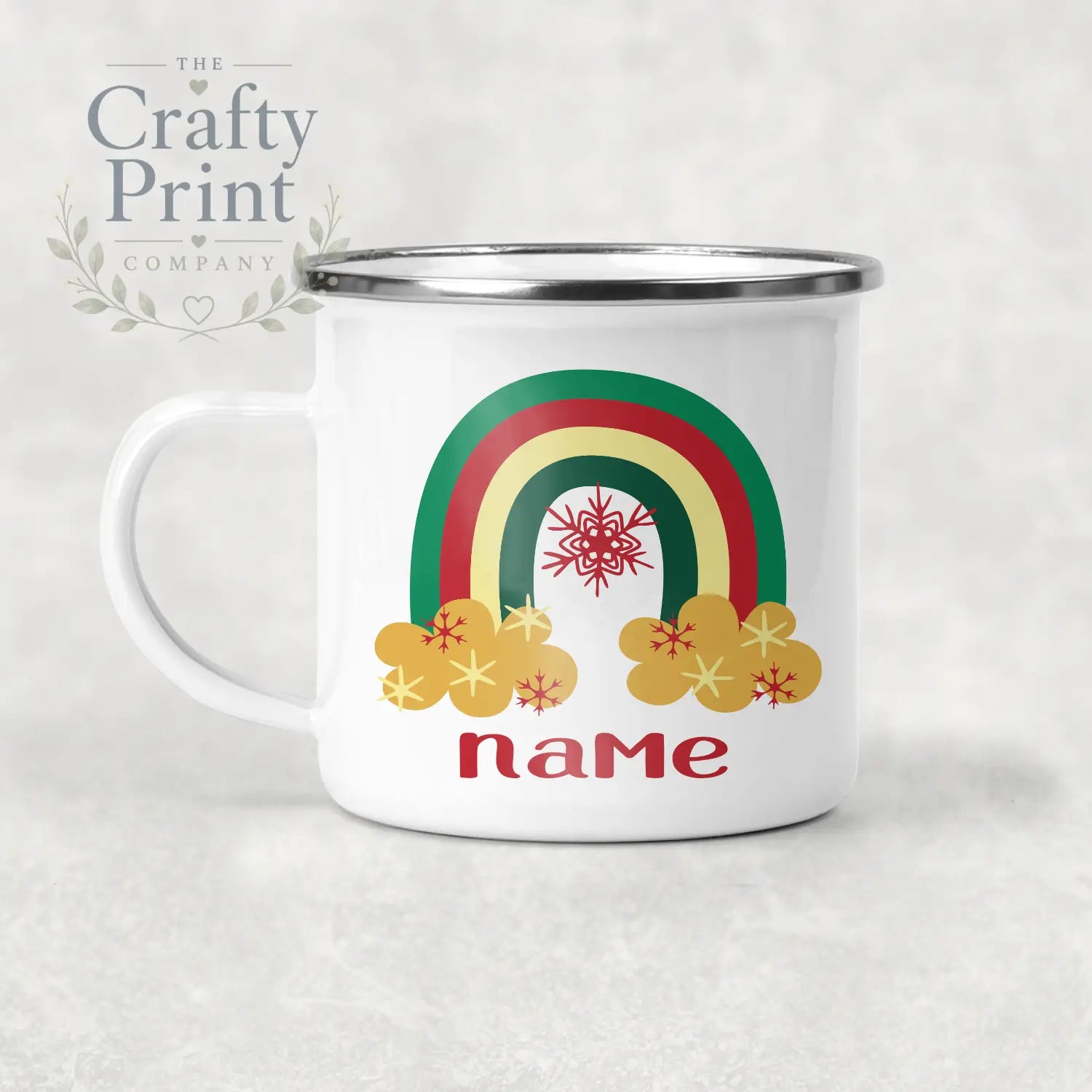 Rainbow Christmas Personalised Mug Various Designs - Enamel