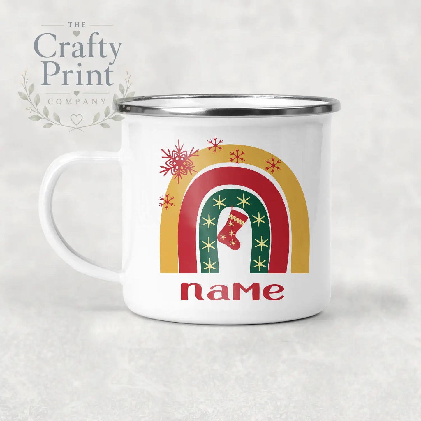 Rainbow Christmas Personalised Mug Various Designs - Enamel