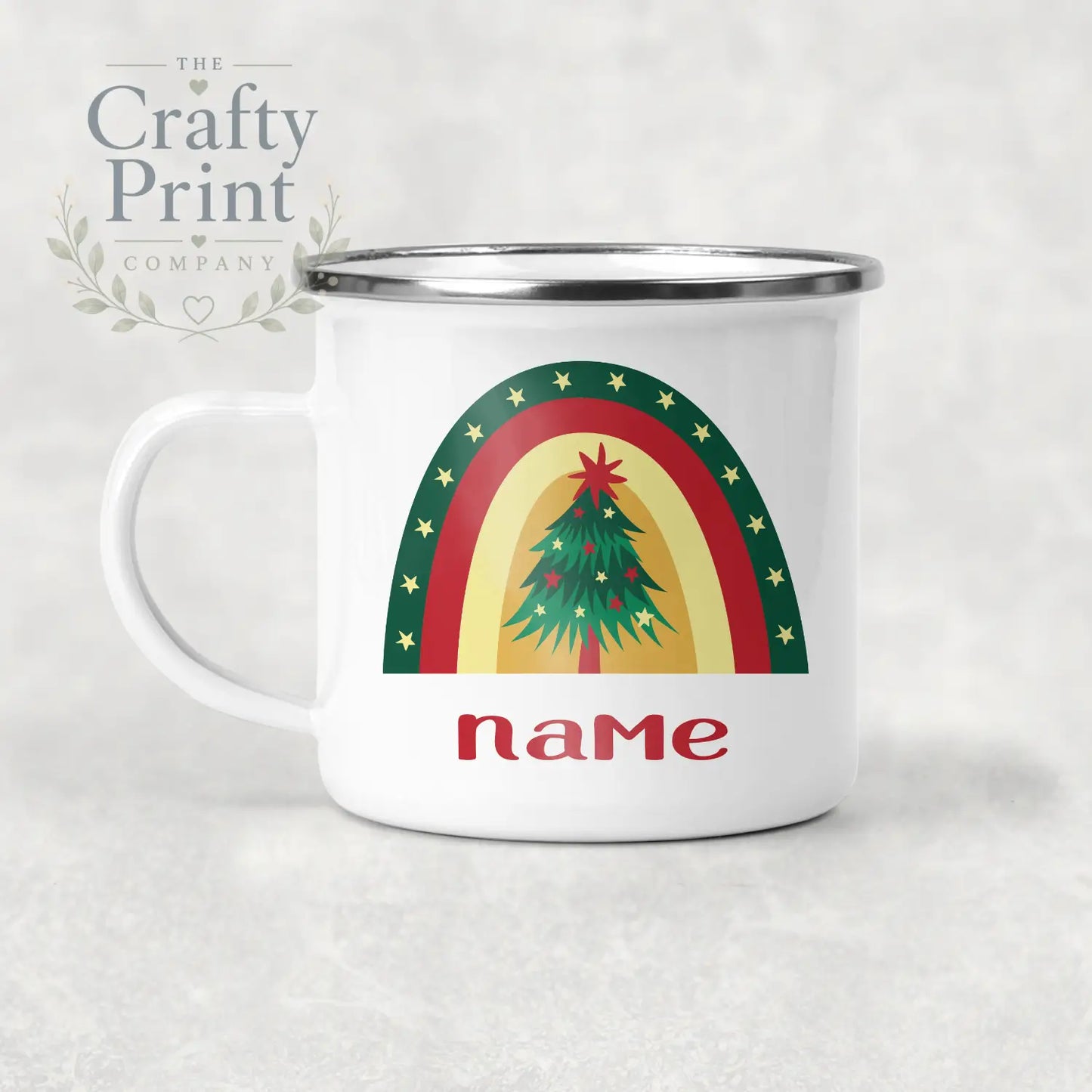 Rainbow Christmas Personalised Mug Various Designs - Enamel