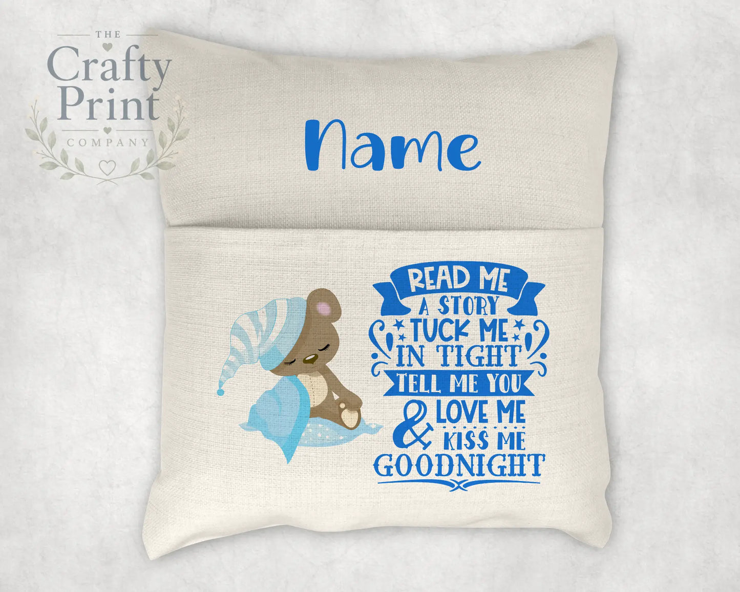 Read me a Story Pocket Book Cushion Cover - Blue - Chair &