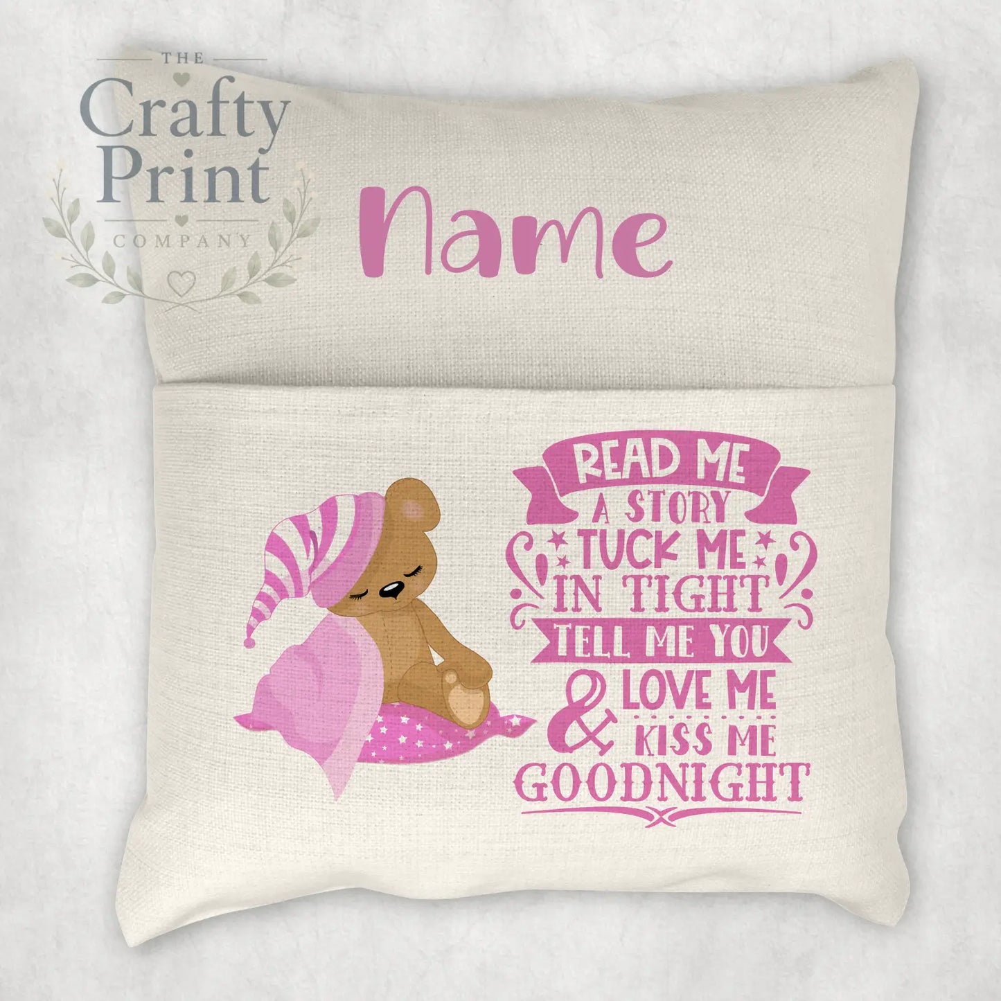 Read me a Story Pocket Book Cushion Cover - Pink - Chair &