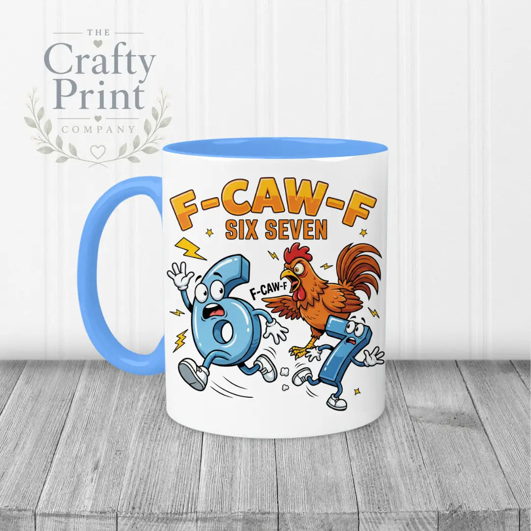 Rooster F-Caw-F Six Seven Mug - Blue Handle & Inner - Mugs