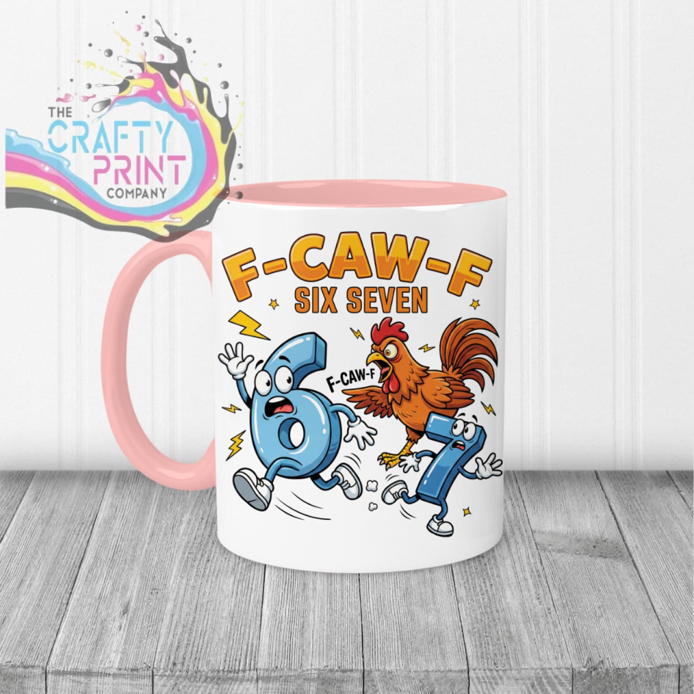Rooster F-Caw-F Six Seven Mug - Pink Handle & Inner - Mugs
