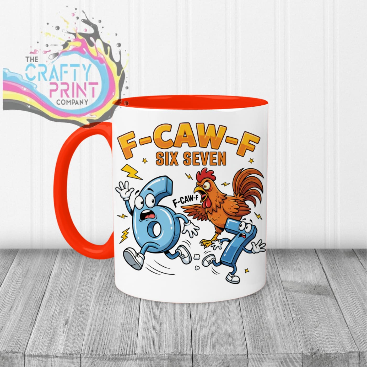 Rooster F-Caw-F Six Seven Mug - Red Handle & Inner - Mugs