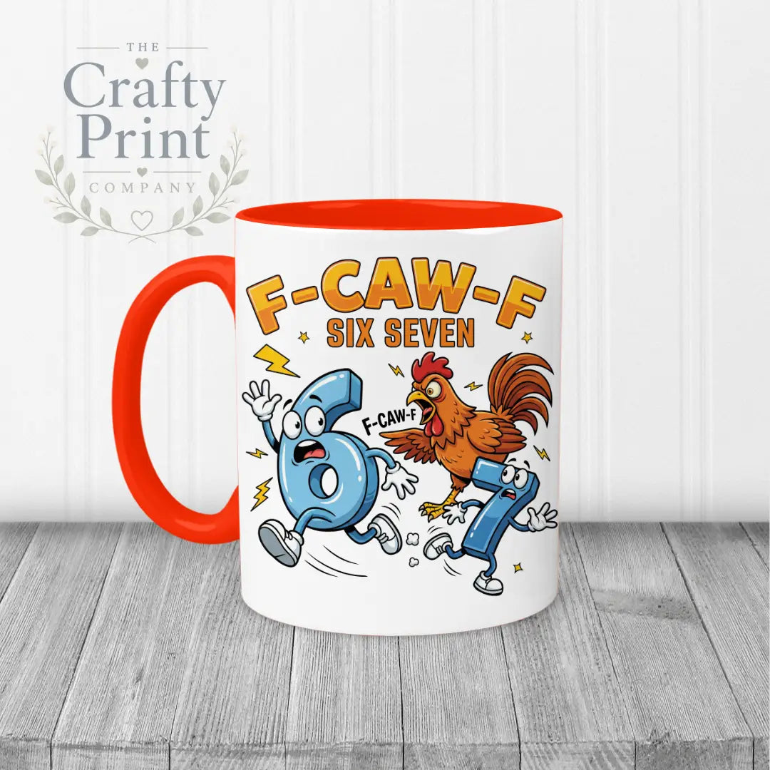 Rooster F-Caw-F Six Seven Mug - Red Handle & Inner - Mugs