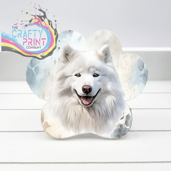 Samoyed Acrylic Paw Print Car Vent Clip on Air Freshener