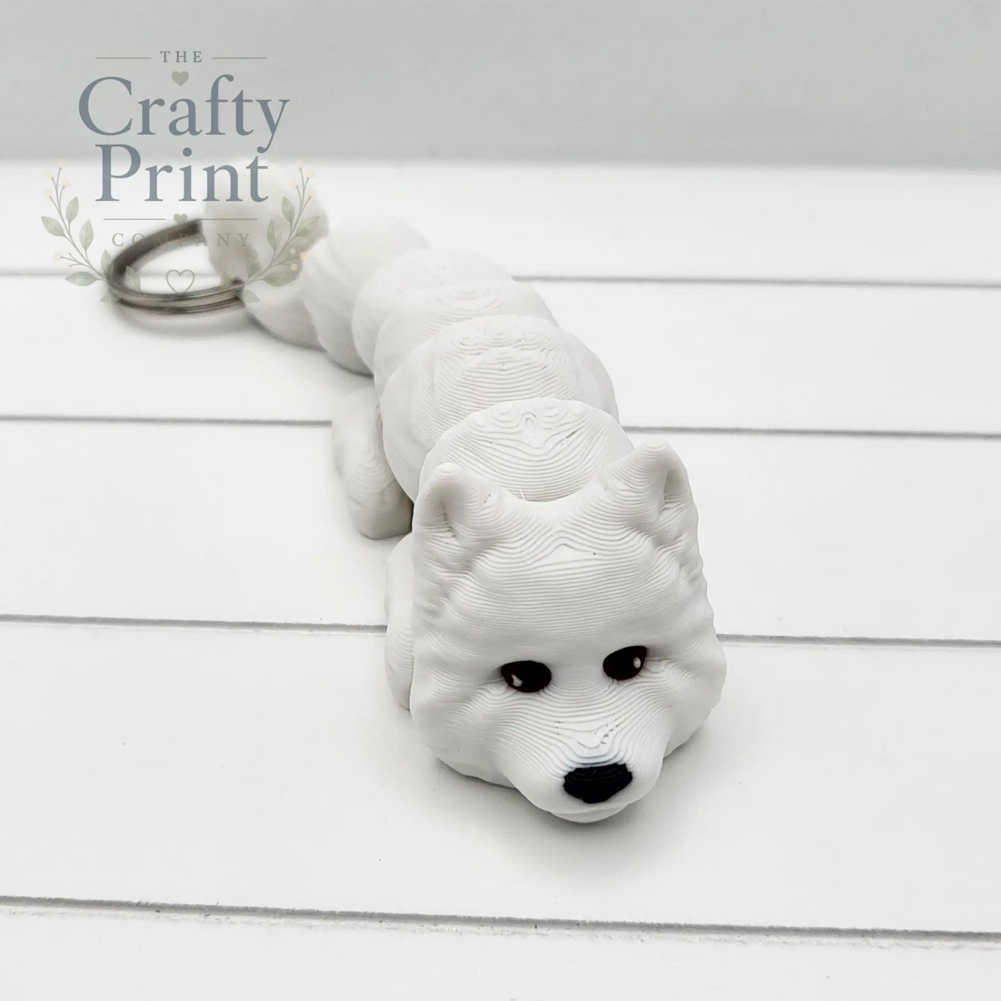 Samoyed Articulated Flexi Keyring - With Hole (to make