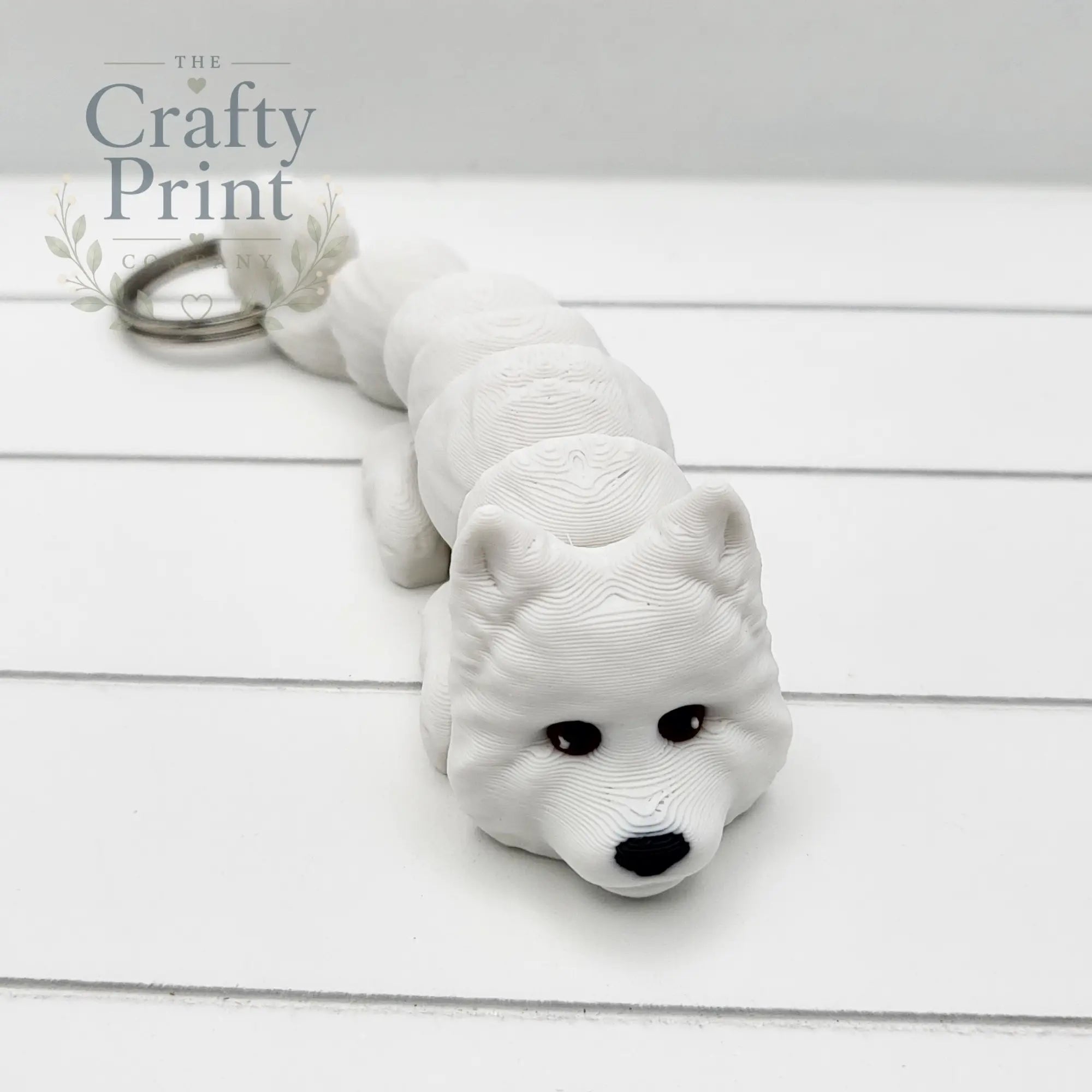 Samoyed Articulated Flexi Keyring - With Hole (to make