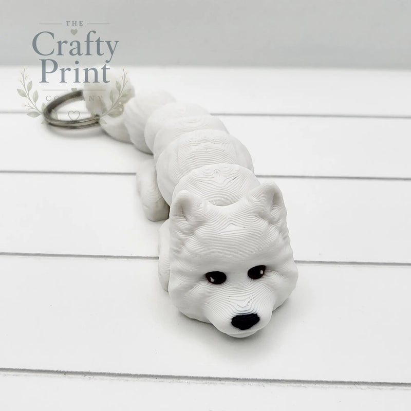 Samoyed Articulated Flexi Keyring - With Hole (to make