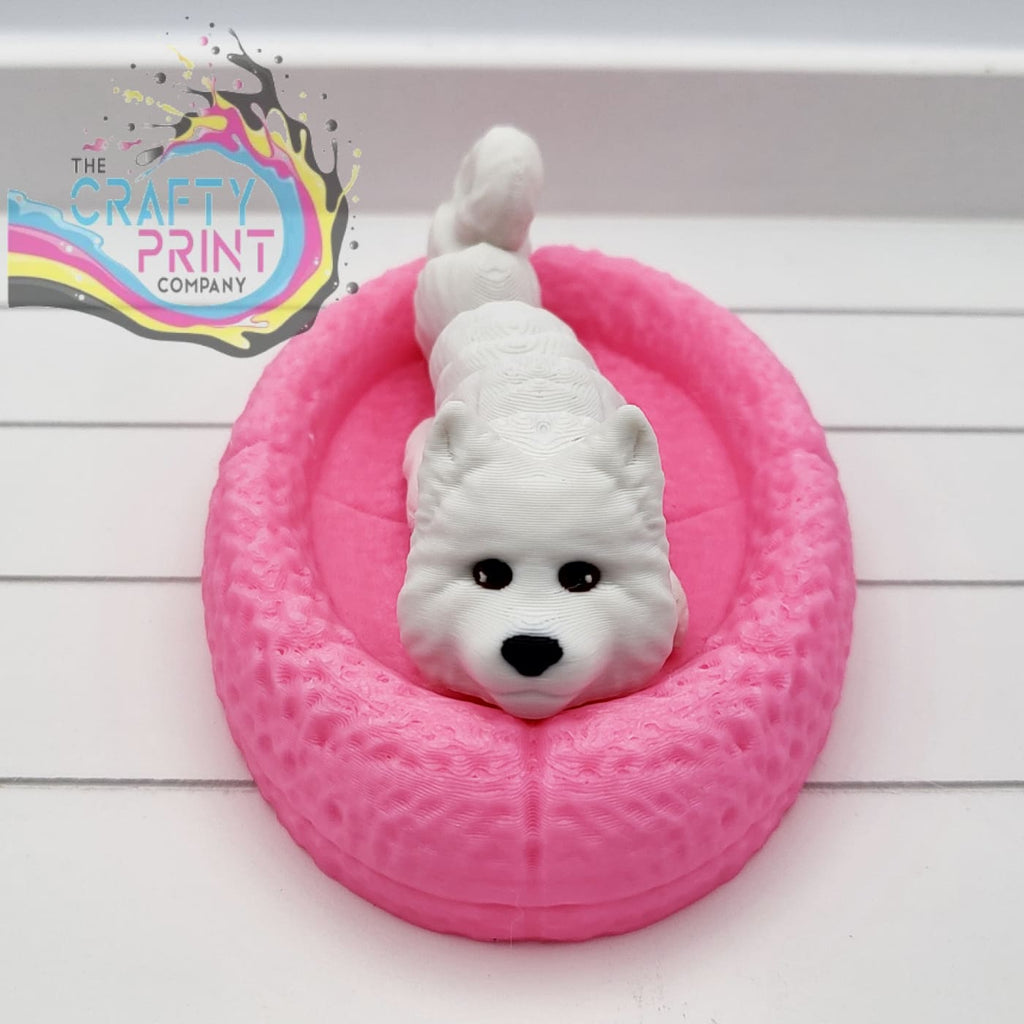 Samoyed Articulated Flexi Keyring - With Hole (to make