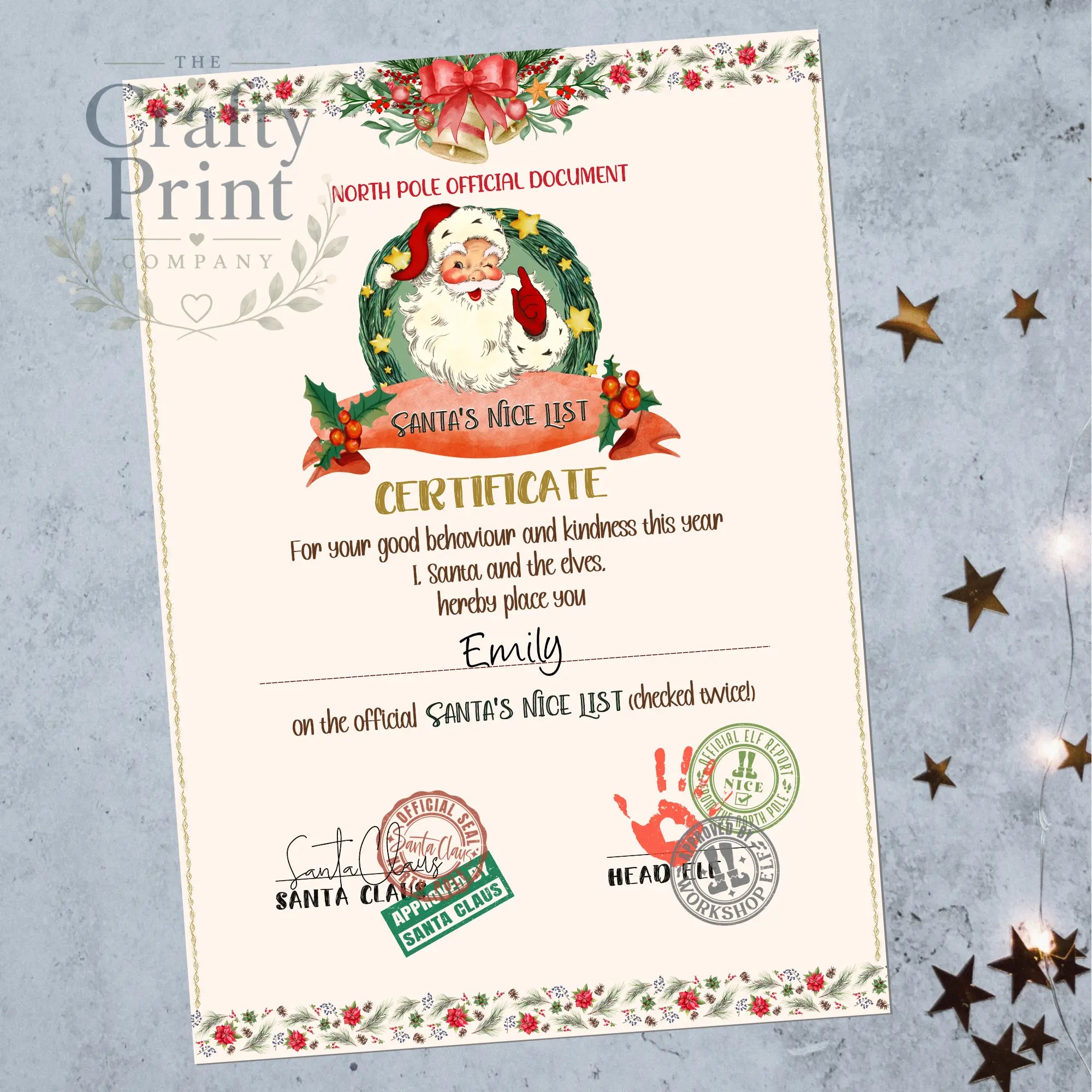 Santa Nice List Certificate - Posters Prints & Visual