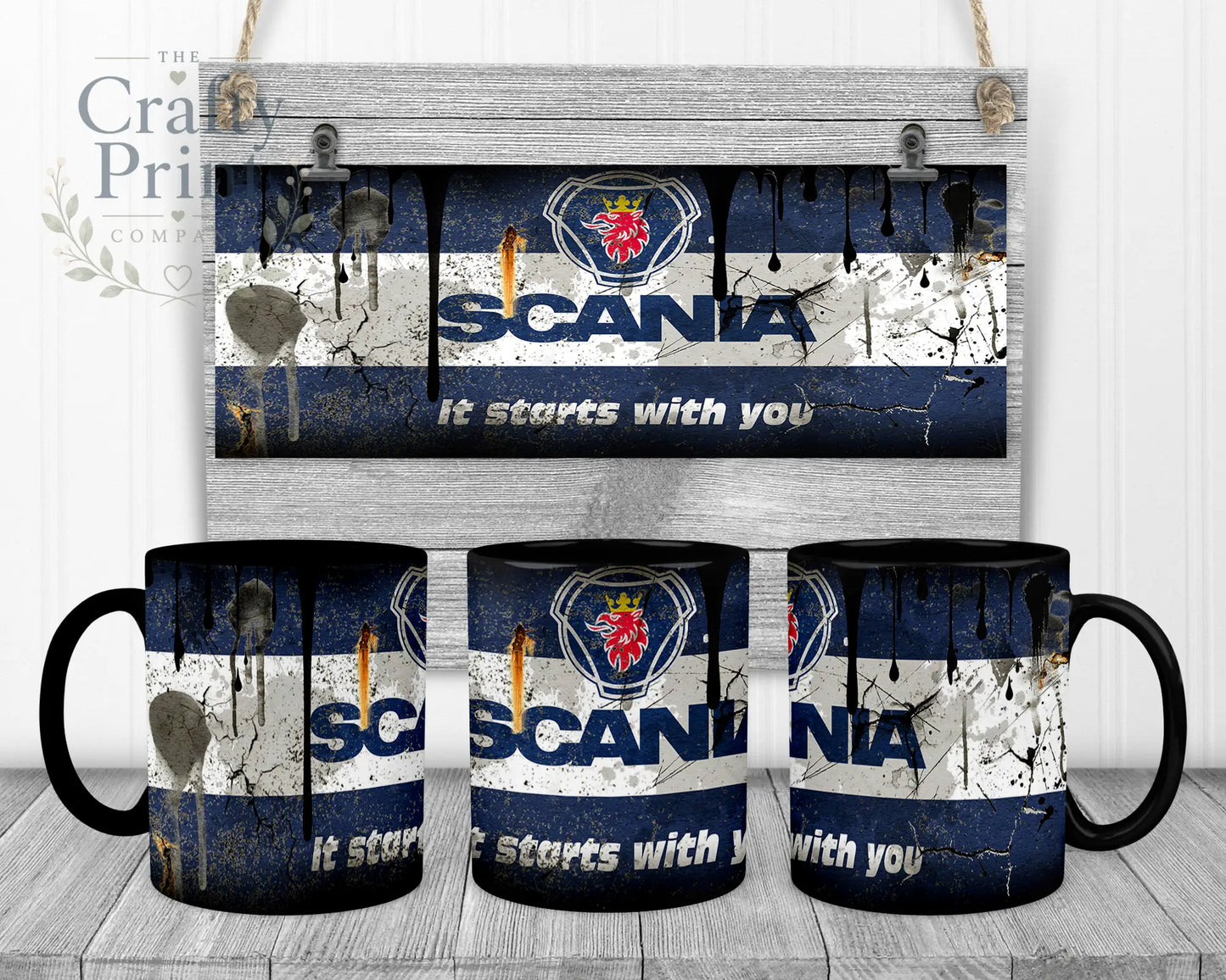 Scania Dirty Mug - Black Handle & Inner - Mugs