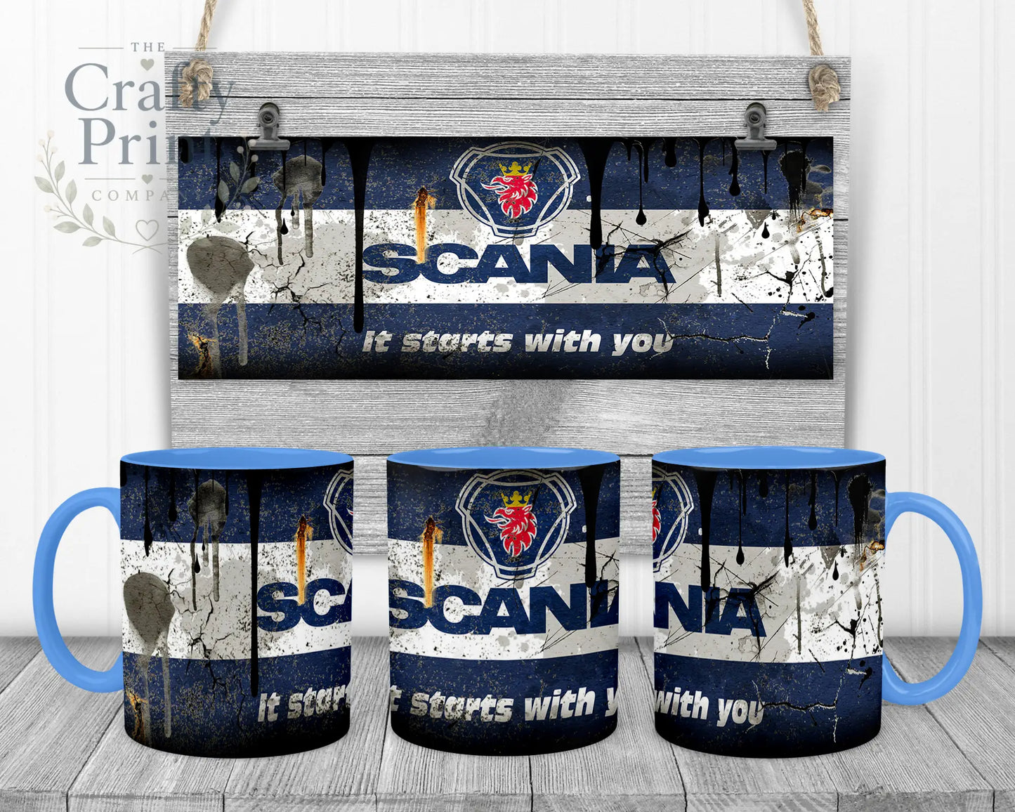Scania Dirty Mug - Blue Handle & Inner - Mugs