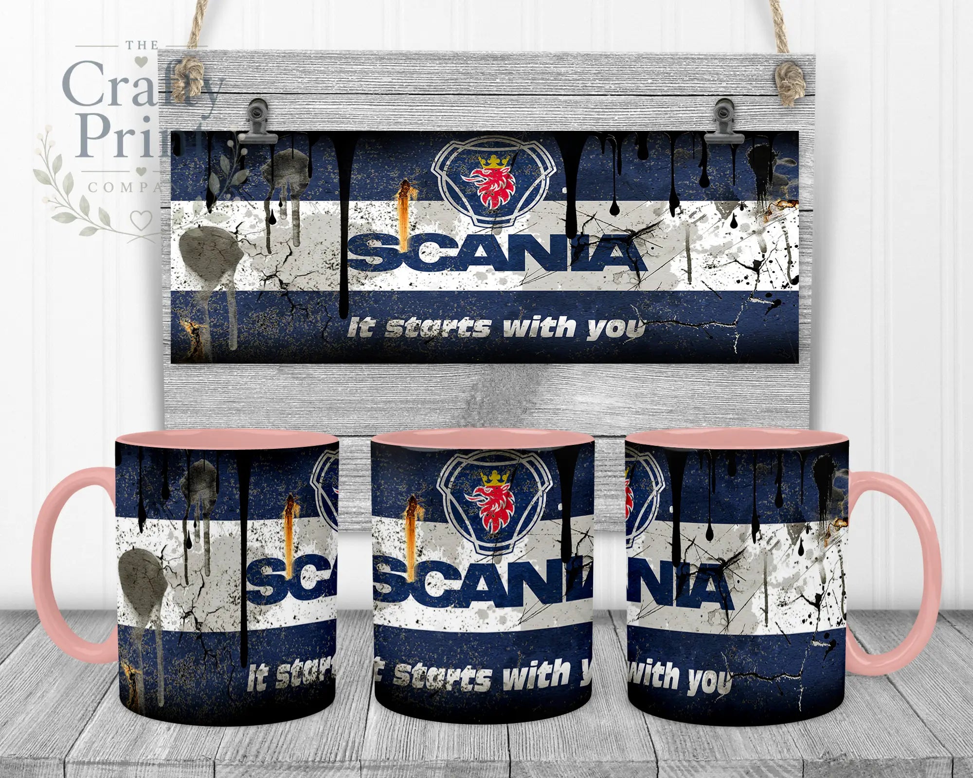 Scania Dirty Mug - Pink Handle & Inner - Mugs