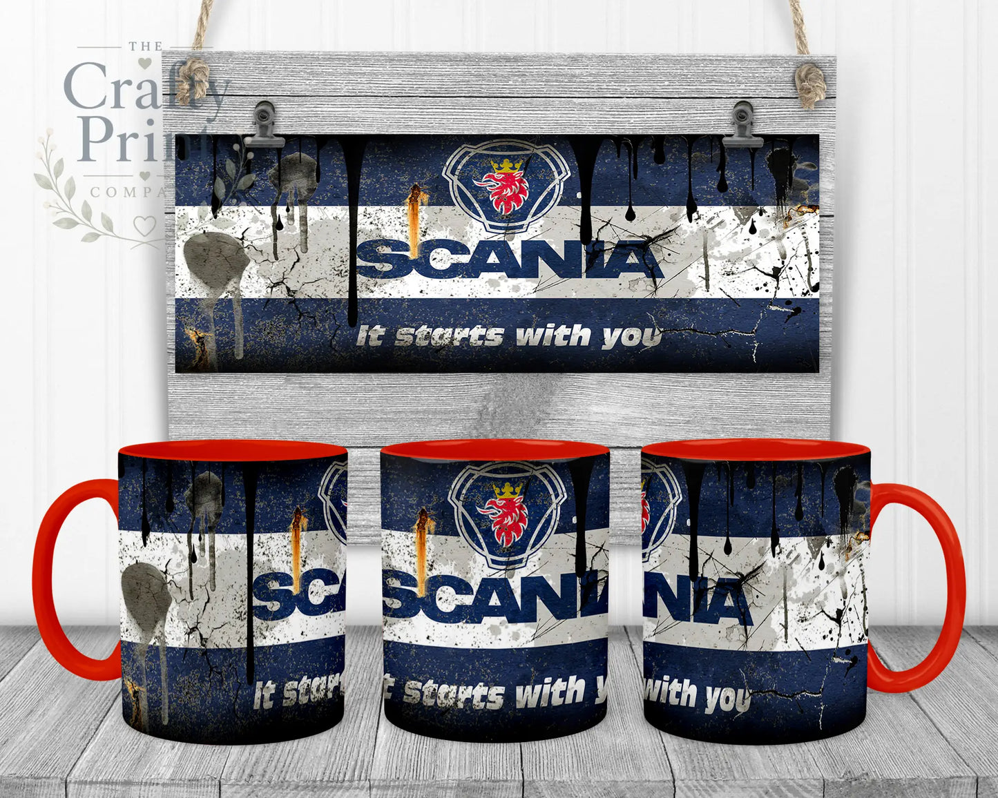 Scania Dirty Mug - Red Handle & Inner - Mugs