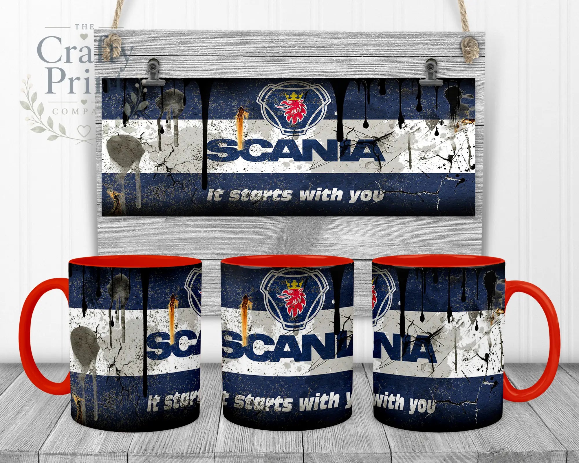 Scania Dirty Mug - Red Handle & Inner - Mugs