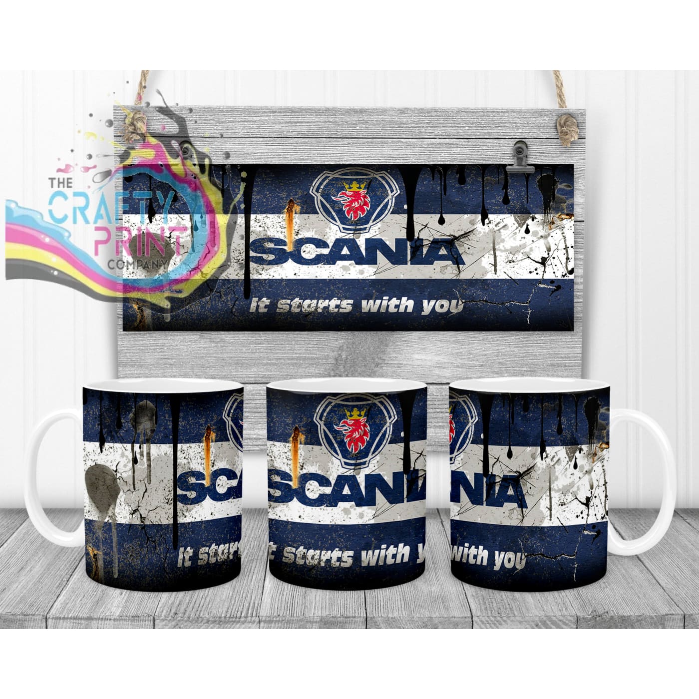 Scania Dirty Mug - White Handle & Inner - Mugs