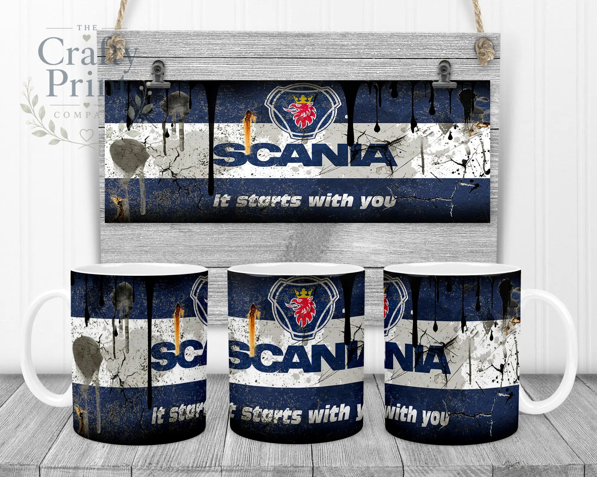 Scania Dirty Mug - White Handle & Inner - Mugs