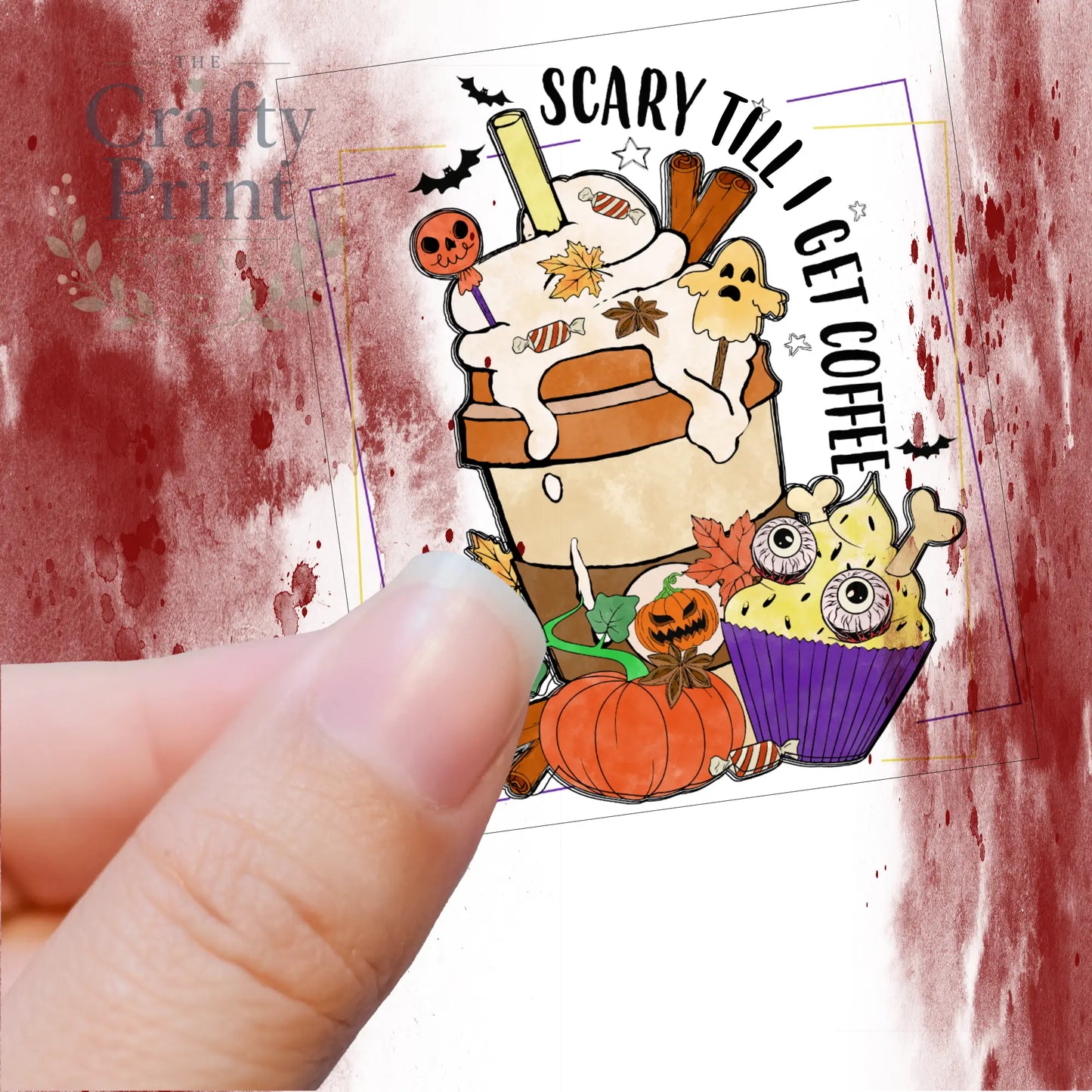 Scary till I get Coffee Transparent Sticker - Decorative