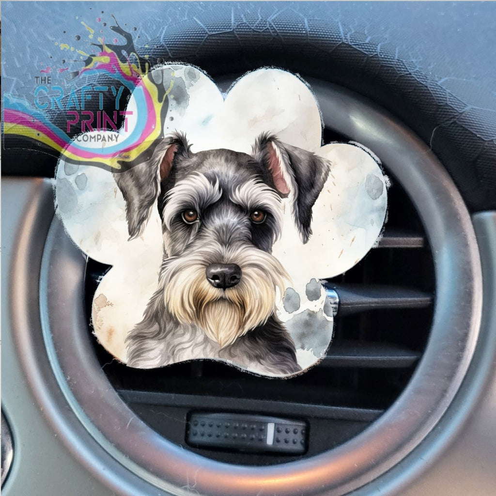 Schnauzer Acrylic Paw Print Car Vent Clip on Air Freshener