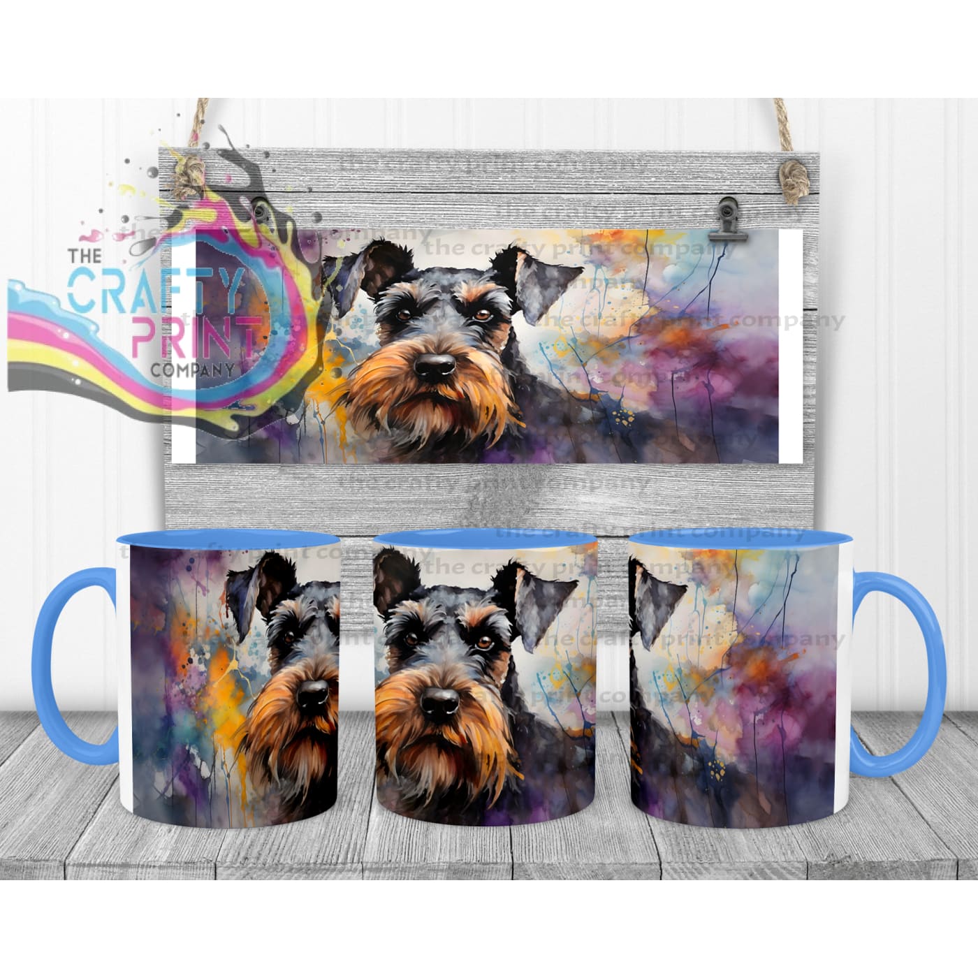 Schnauzer Mug - Blue Handle & Inner - Mugs