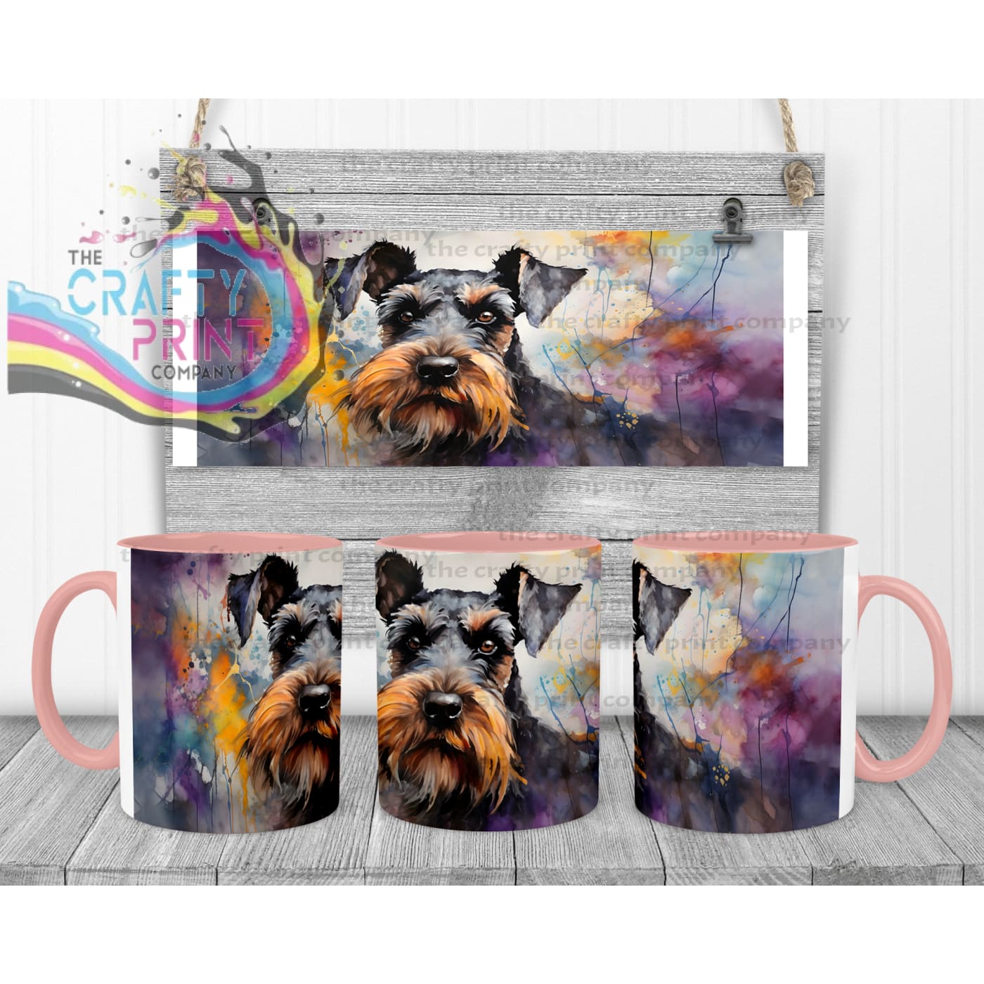 Schnauzer Mug - Pink Handle & Inner - Mugs