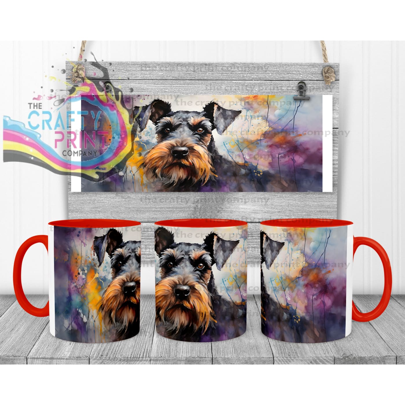 Schnauzer Mug - Red Handle & Inner - Mugs