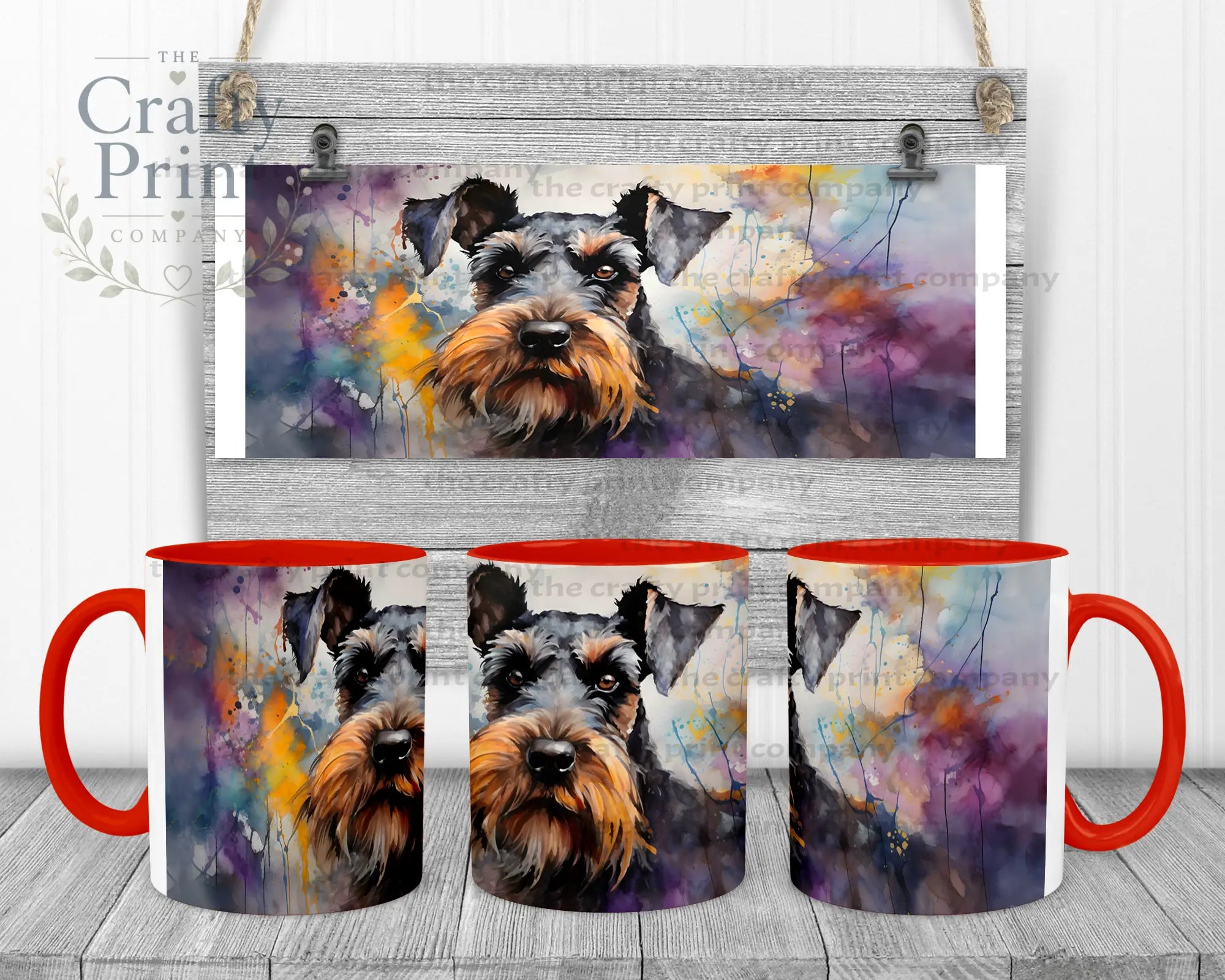Schnauzer Mug - Red Handle & Inner - Mugs