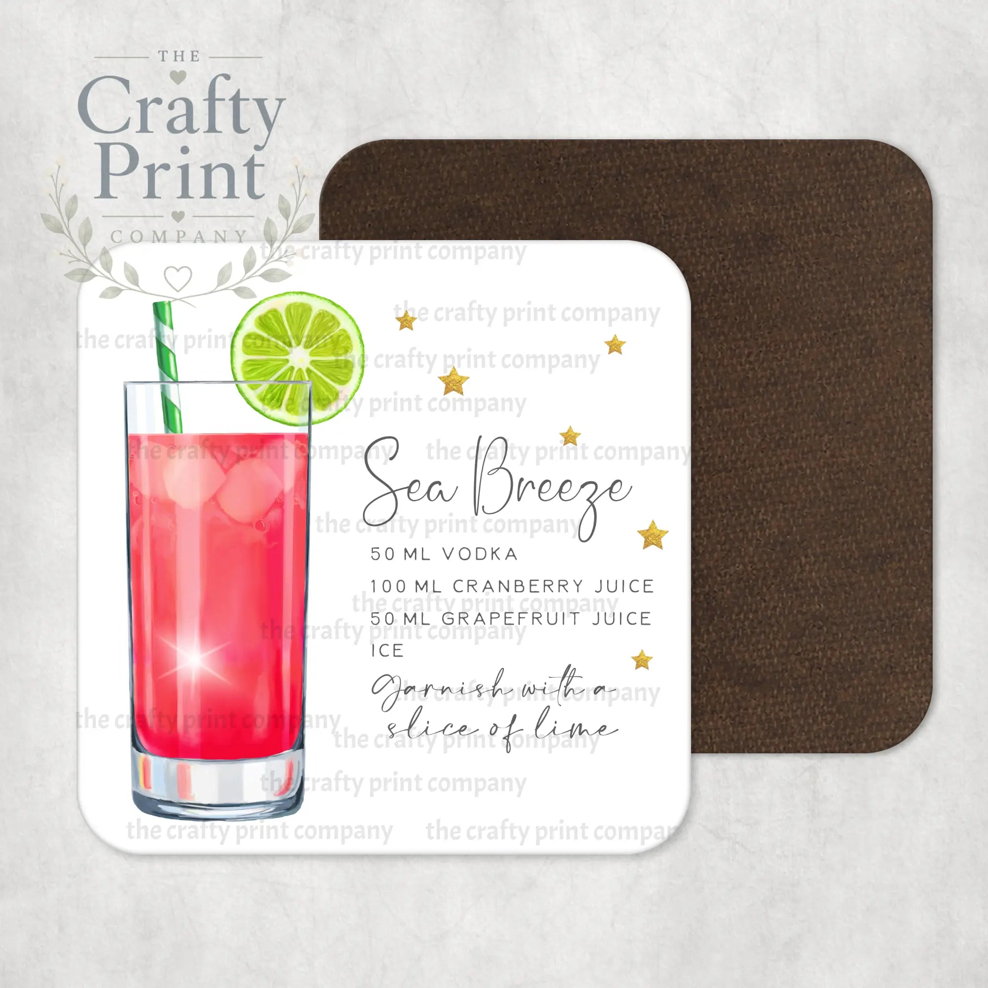 Sea Breeze Cocktail Recipe Coaster - Coasters